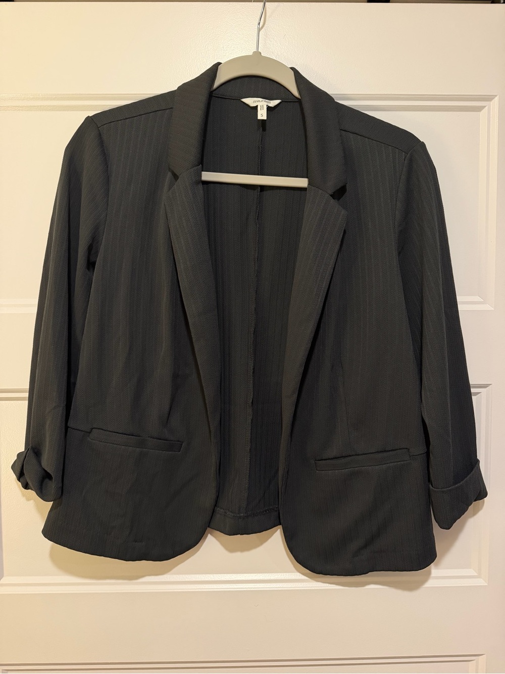 Maurices Charcoal Pinstripe Open-Front Blazer